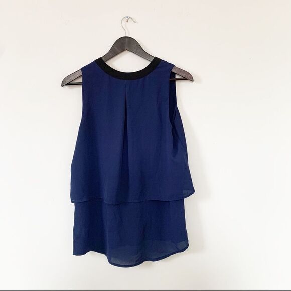 Kismet Navy Layered Flowy Sleeveless Blouse - Picture 4 of 4